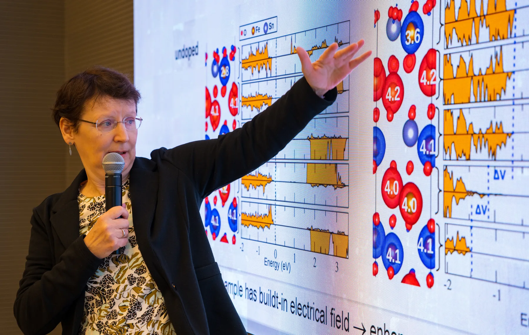 Speaker presenting scientific research