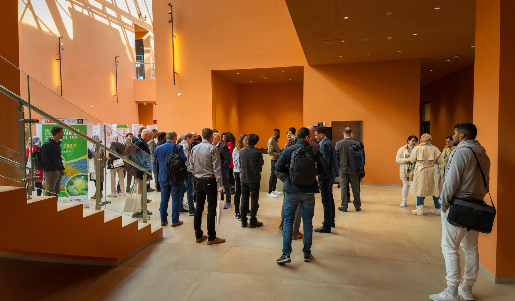 Delegates meeting during a networking break